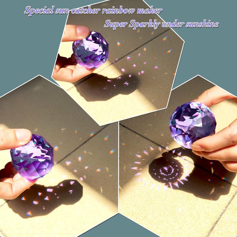 Eiryhope Wind Spinner Spiral Tail, Gazing Ball Spiral, Decorative Sun Catcher Rainbow Maker 11inch Tail and 2 inch Purple Crystal Orb with Swivel Hook, Indoor & Outdoor Garden Decoration 13" Height - Image 4